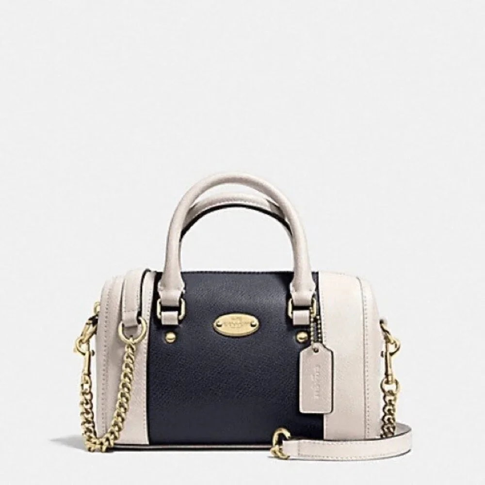 New Coach Mini Bennett Midnight & White Crossbody Bag Satchel Purse
